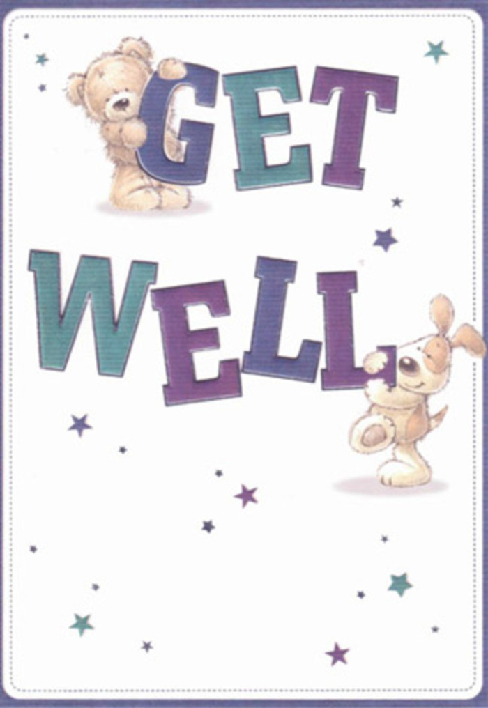 This get well card embodies uplifting encouragement in a way that feels distinctly familiar to those who love Hackney's creative spirit. The joyful artistry stretches across the canvas, starring a plump teddy bear and an exuberant puppy-both rendered with rich, tactile textures that echo the plush comfort of a favourite stuffed animal. Whimsical stars twinkle around them, painted in shades of lavender and cobalt, as if scattering gentle wishes through the crisp, airy background. The bold typography-spelling out 'Get Well' in energetic strokes of purple and aqua-anchors the cheerful design, its letters full of light and confidence. There's an almost hand-crafted quality to the scene, reminiscent of the care and attention in every Hackney Flowers bouquet delivered to neighbours along Chatsworth Road or near Victoria Park. Close your eyes and you can almost sense the comforting touch of the bear's fur, the playful nudge of the puppy, the buoyant hope in the air. Ideal for sending a message of recovery, the card's design pairs beautifully with a bright, seasonal arrangement, offering support that's both visual and heartfelt. In Hackney, where creativity and compassion go hand-in-hand, this card is a perfect companion to flowers sent with genuine love.